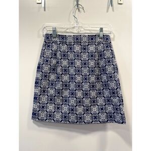 J Crew NWOT Mini Pencil Skirt Navy White Summer Print Size 00 Work Office